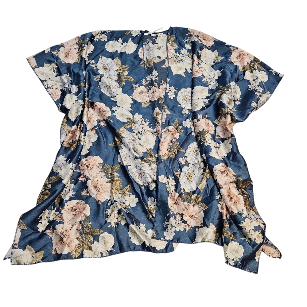 Ardene Silky Blue Floral Kimono Top Coverup
